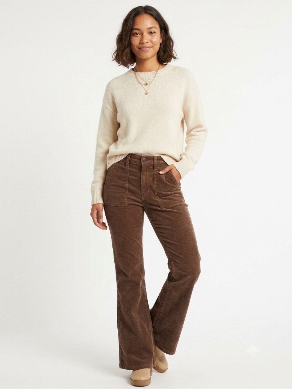 American Eagle Corduroy Flare Jeans High Rise Brown Women's Pants Sz 4 Fall Boho